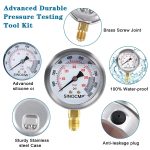 3 Gauges 11 Couplings 3 Test Hoses 1 Aluminum Case 25/40/60Mpa Silver Hydraulic Pressure Test Kit - Image 6
