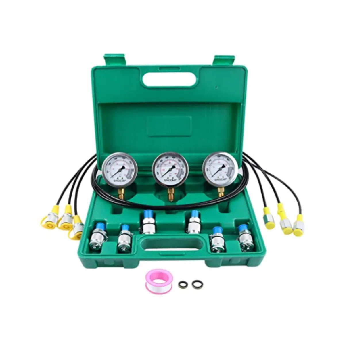 3 Pressure Gauge 6 Test Coupling 3 Test Hose 1 Storage Case Upgraded Version Hydraulic Pressure Gauge Kit for SINOCMP