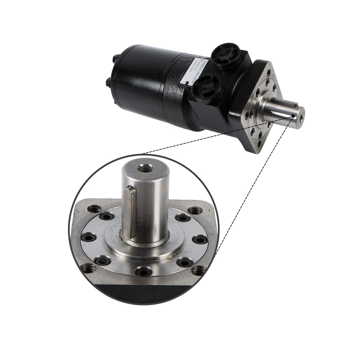 Hydraulic Motor CM084P for Buyers Products 4-Bolt Mount Type 0.25" Shaft Keyway 1/2" NPT - Image 2