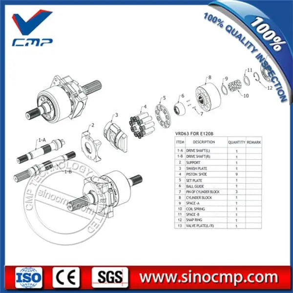 VRD63 Hydraulic Pump Main Pump Spare Parts for CAT E120B